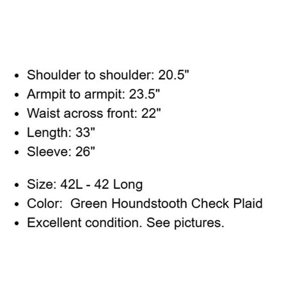 Jos A Bank Sport Coat Mens 42L Green Houndstooth Plaid Wool Jacket Blazer Lined - Picture 5 of 16